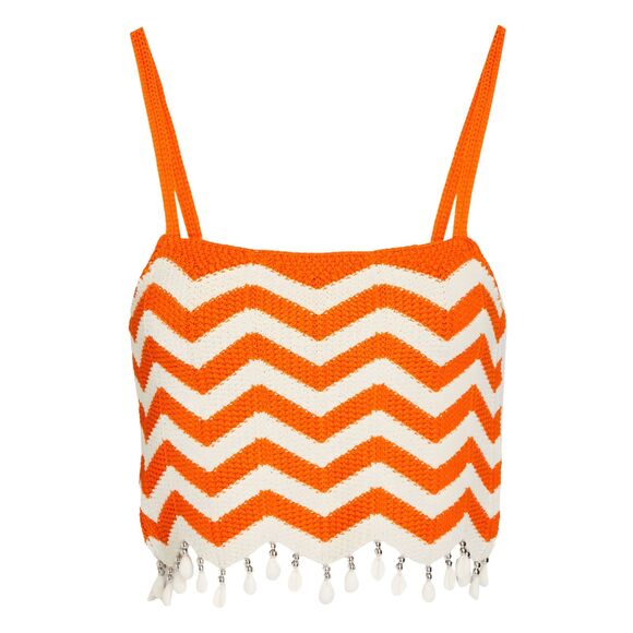 Sandro NWOT Cassandre Chevron Stripe Knit Crop Top - Picture 5 of 13